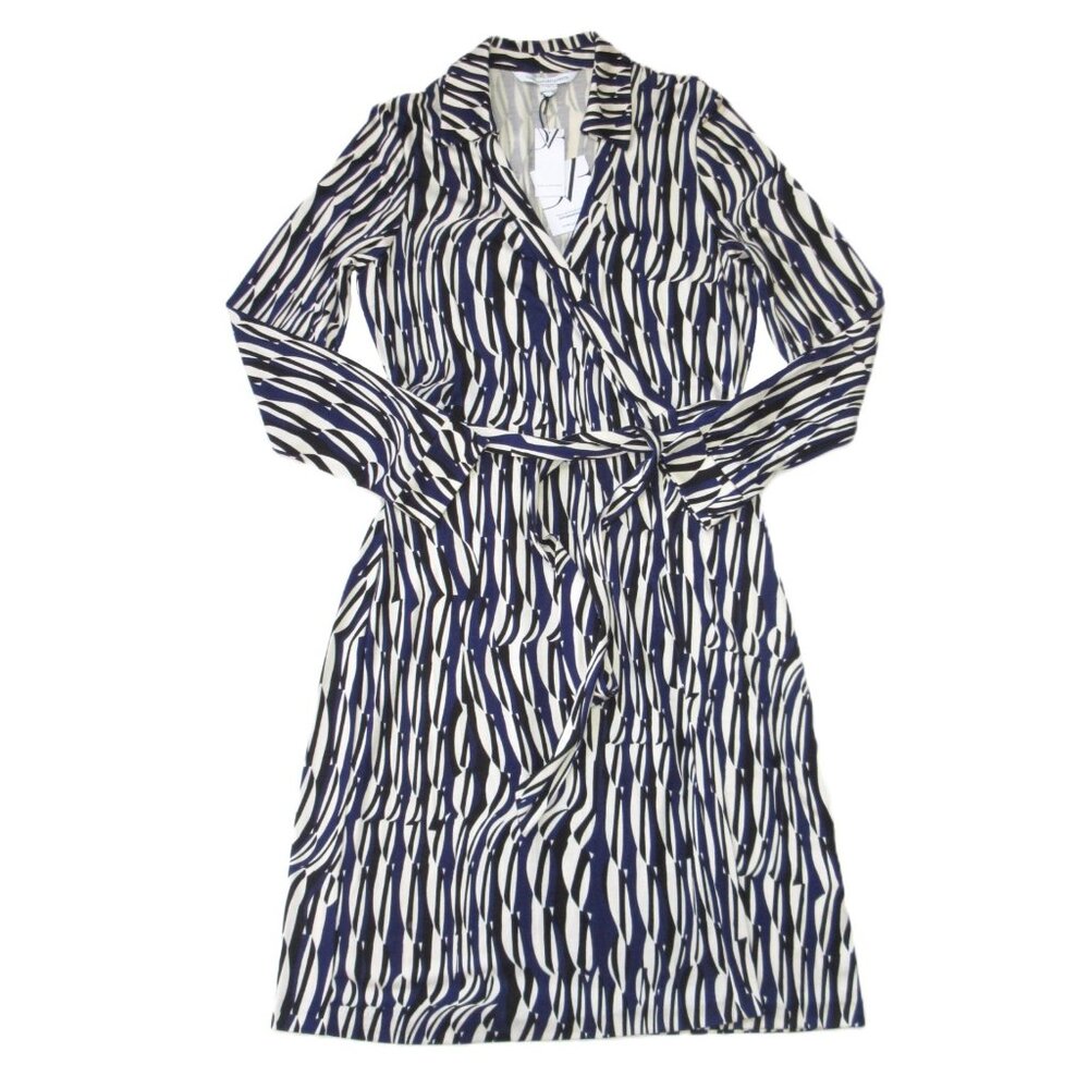 NWT Diane von Furstenberg New Jeanne Two in Glass Weave Silk Wrap Dress 14 - Picture 2 of 9